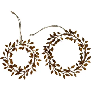 khevga Fensterdeko hängend – 2er Set Metall-Deko-Kranz im Rost-Look, Landhausstil, perfekt für Fenster, Türen und Wanddekoration, Vintage-Design