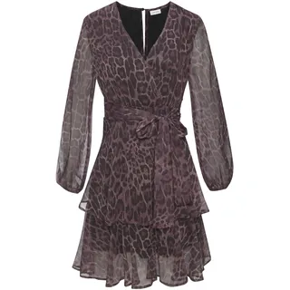 LASCANA Druckkleid Ohne Taschen mit fixiertem Bindeband, elegantes Sommerkleid mit Leomuster, animal print