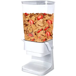 Tokokimo Müslispender, Zerkleinert Keine Cerealien Beim Ausgeben, Cereal Dispenser für Zereales Frühstück, Süßigkeiten, Nüsse, Bohnen, Granola, große Kapazität von 5,5L (Weiß, 1er-Set)