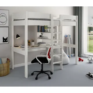 LÜTTENHÜTT Hochbett ROBIN 99 x 174 x 208 cm Massivholz weiß