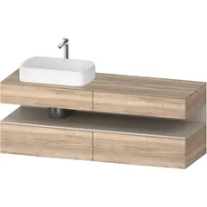 Duravit Qatego Konsolenwaschtischunterbau, 2 Auszüge, 2 Schubkästen, Ausschnitt links, 1600x550x600mm, Nische Taupe Matt, QA4777091, Farbe: Eiche Marmoriert