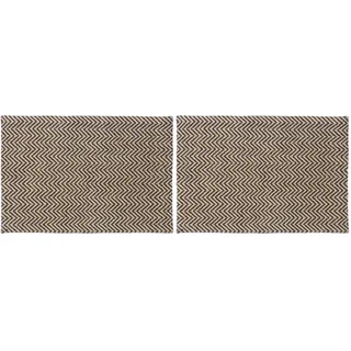 Relaxdays Fußmatte mit Zickzack-Muster, Türmatte aus Jute, handgefertigter Fußabtreter außen, 40x60 cm, Natur/schwarz (Packung mit 2)
