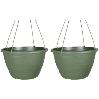 The HC Companies 33 cm gewickelter hängender Übertopf - Leichter Outdoor-Kunststoff-Hängetopf für Pflanzen, Kräuter, Blumen, Grün (2 Stück)