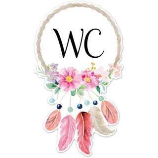 Türaufkleber Badezimmer WC Boho Blumen bunt I 17,3 x 10 cm I selbstklebend permanenthaftend I dv1230