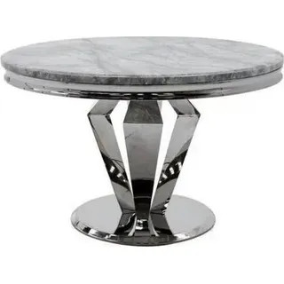 Luxus Esstisch Runder Tisch Esszimmer Marmorimitation Tische Rund 130 cm neu - Grau