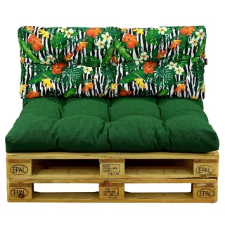 AMPO Palettenkissen Set Sitz + Rückenkissen Palettenpolster Auflage 120x80 cm - Grün