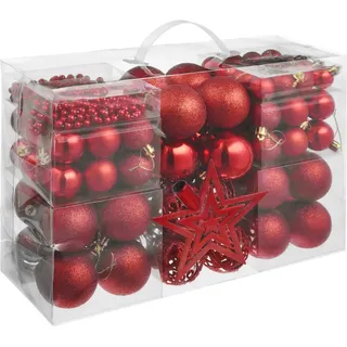 Tectake 86er Set Christbaumkugeln Rot,