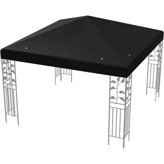 FANTASK Pavillondach Ersatzbezug, 3x3m Ersatzdach Pavillon mit Klettverschlüssen, Wasserabweisend & Stabil Einzeldach für Gartenpavillon (Schwarz)