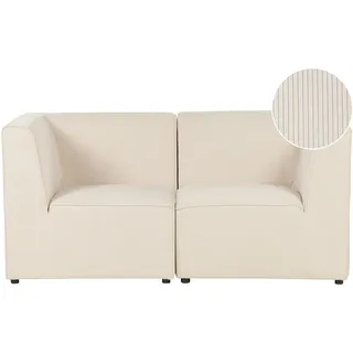 BELIANI Sofa Hellbeige Stoffbezug aus Cord mit Armlehnen 2-Sitzer Modulsofa Wohnzimmermöbel Modern Wohnecke Sitzecke - Beige