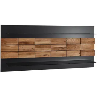 Novel Wandboard , Grau, Eichefarben , Holz, Glas, Holzwerkstoff , Eiche , massiv , 135x60.8x22.5 cm , Holzmöbel, Wohnwände Holz, Wohnwand Serien Holz