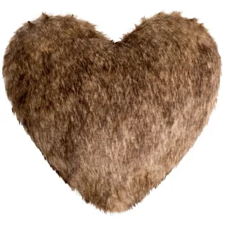Ambia Home Fellkissen , Braun , Textil , Herz , Füllung: Polyester,Polyester , herzförmig , 40x40 cm , AZO-frei, Bsci , formstabil , Heimtextilien, Wohntextilien, Kissen, Zierkissen