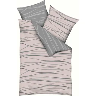Wendebettwäsche KAEPPEL "MOTION 100% gekämmte Baumwolle", rosa, B/L: 135cm x 200cm, 1 Stk., 1 Stk., Mako-Satin, B/L: 80cm x 80cm, 2 Stk., Mako-Satin, Obermaterial: 100% Baumwolle, Bettwäsche, Wendebettwäsche, mit feinen Wellenlinien, Markenreißverschluss, Wendeoptik