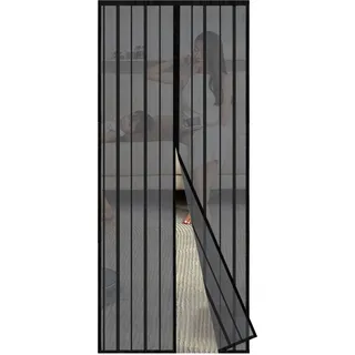 Sekey 140 x 240cm Magnet Fliegengitter Tür Vorhang für Holz, Eisen, Aluminium Türen und Balkon. Einfache Installation Schwarz - Schwarz