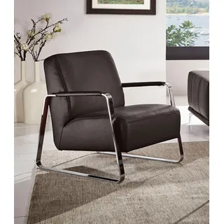 W.SCHILLIG Cocktailsessel »quadroo Designsessel, Loungesessel«, mit bezogenen Armlehnen, Gestell in Chrom glänzend, braun