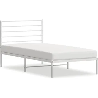 vidaXL Bettgestell mit Kopfteil Metall Weiß 90x200 cm - Weiß