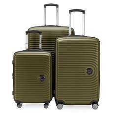 HAUPTSTADTKOFFER Mitte - 3er Kofferset - Handgepäckskoffer 55 cm, mittelgroßer Koffer 68 cm + großer Reisekoffer 77 cm, Hartschale ABS, TSA, Avocado