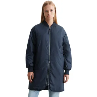 Kurzmantel MARC O'POLO DENIM, Damen, Gr. M, blau (marine), Web, Obermaterial: 100% Polyamid. Futter: 100% Polyester. Wattierung: 100% Polyester (REPREVE), regular fit, Rippbündchen, Mäntel Kurzmantel, im Long-Bomber-Look