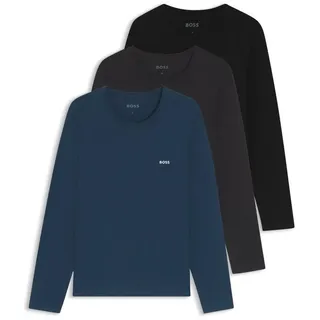 Boss Langarmshirt »longsleeve-Shirt R-Neck Classic COTTON 3pcs/pack« 3 Stk. mit BOSS Logo-Schriftzug, schwarz