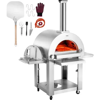 Vevor Dual-Fuel-Pizzaofen für den Außenbereich, tragbarer 558mm Pizzaofen, pellet- und gasbetriebener Outdoor-Pizzaofen mit verdicktem