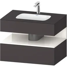 Duravit Qatego Einbauwaschtisch mit Konsolenwaschtischunterbau, 800x550x600mm, Nische Weiß Hochglanz, QA4785022, Farbe: Graphit Supermatt/mit Nischenbeleuchtung