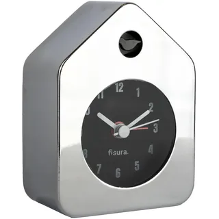 Fisura Miniwecker, verchromt, analog, ohne Ticken, origineller Wecker, kleiner Wecker, Maße: 9,7 cm x 7,3 cm x 4,5 cm, Betrieb: 1 x AA-Batterie
