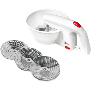 Ardes VEGGY Elektrische Maschine für Pürees und Cremes mit 3 Edelstahl-Schneidscheiben, Ideal für Gemüse, Tomaten und Babynahrung