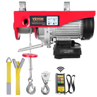 Vevor Seilwinde Metall 125-250kg Hubhöhe 12m rot/silber