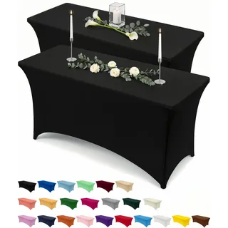 Utopia Kitchen Spandex Tischdecke 2 Pack [5FT, Schwarz] Enge, Passgenaue, Waschbar und Faltenfrei Tischdecke Outdoor für Veranstaltung, Hochzeit, Bankett & Partys [183Lx76Wx76H] cm