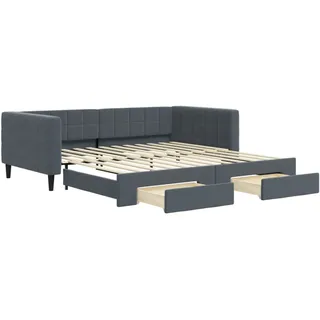 vidaXL Tagesbett Ausziehbar mit Schubladen Dunkelgrau 100x200 cm Samt - Grau