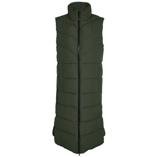 Noisy may Lange Weste Maxi Wattierte Puffer Stepp Jacke Wadenlang ohne Ärmel & Kapuze NMDALCON, Farben:Grün,Größe Damen:XS