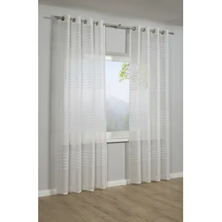 Sehlbach 3-D Streifen Ösen 140 x 245 cm Weiß 1 Stk.