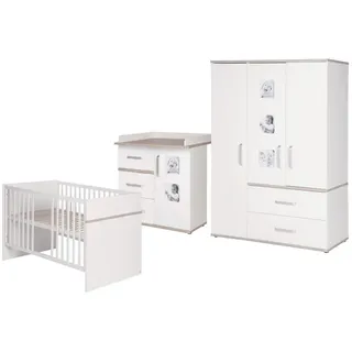 Roba Babyzimmer-Set Moritz, mit schmaler Wickelkommode, 3-teilig , Weiß , Holzwerkstoff , 76x81x142.5 cm , Blauer Engel , Babymöbel & Kindermöbel, Babyzimmer