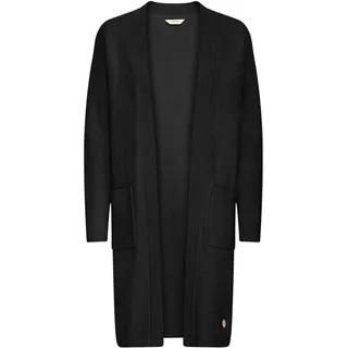 Strickjacke OXMO "Strickjacke OXFina", Damen, Gr. S, schwarz (true schwarz), Obermaterial: 70% Baumwolle CO recyc.. 30% Polyester Pol. recyc.., Strickjacken Strickjacke