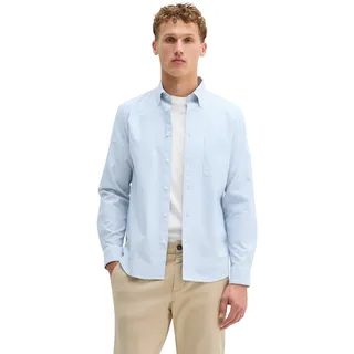 Marc O'Polo Langarmhemd MARC O'POLO, Herren, Gr. XXL, N-Gr, blau, Web, Obermaterial: 100% Baumwolle, 2-Knopf-Manschette, Hemden Langarmhemd