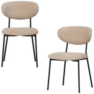 Woood Esszimmerstuhl Kjeld Chenille-Bezug natur/schwarz 2er Set