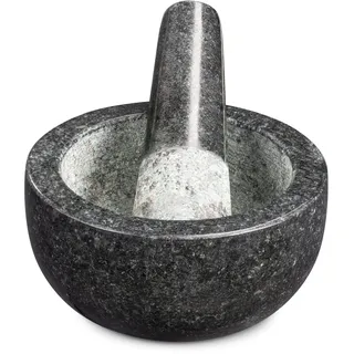 Navaris Mörser und Stößel aus Granit im Set - Steinmörser Gewürzmörser - für Gewürze Pesto Kräuter - Stampfer mit Schlegel - Ø 12 cm