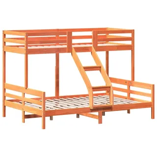 vidaXL Etagenbett 80x200/140x200 cm Wachsbraun Massivholz Kiefer - Braun