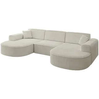 altdecor Wohnlandschaft MARI-U1 - 303x171x79 cm Creme Cord