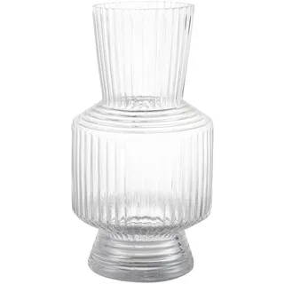 KRYSTHIA Klare Geriffelte Glasvase für Blumen, 25 cm große hohe Vase für Blumensträuße, Wohndekor für Wohnzimmer, Badezimmer, Esstisch, Büro & Hochzeitsgeschenk