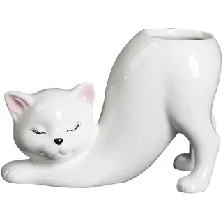 Eabdice Schöne Keramik-Katzentöpfe, Mini Blumentopf Katze, Niedliche Sukkulentententöpfe, für Garten, Büro, Schlafzimmer (Weiß)