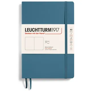 Leuchtturm1917 363398 Notizbuch Medium (A5), Softcover, 123 nummerierte Seiten, Stone Blue, blanko