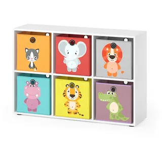 Vicco Kinderregal Weiß 72 x 107.8 cm mit 6 Faltboxen , Weiß, Weiß , Holzwerkstoff , Rechteckig , 72x107.8x29 cm , Babymöbel & Kindermöbel, Babyzimmer, Babyregale & Kinderregale