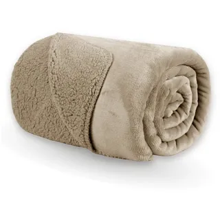 BestLivings Kuscheldecke XXL 150x200cm Beige Flauschige Wendedecke, Flanell Sherpa-Fleece, Dicke Sofadecke - √∂ko-tex - Couchdecke Tagesdecke