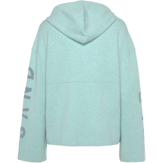 Kapuzenpullover ELBSAND, Damen, Gr. 32/34, blau (türkis), Feinstrick, Obermaterial: 50% Viskose, 28% Polyester, 22% Nylon, meliert, unifarben, lässig geschnitten hüftlang, Pullover Kapuzenpullover, mit Logostickerei, Loungewear