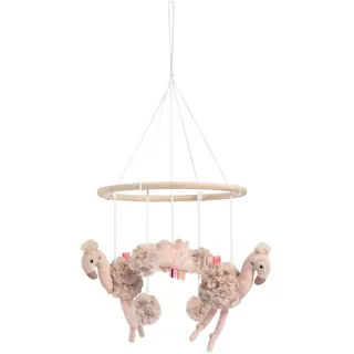 Fehn Holz-Mobile Flamingo – Holz-Mobile mit niedlichen Stoff-Figuren – Einschlafhilfe zur Beruhigung & Beschäftigung – für Babys von 0-5 Monaten