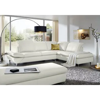 W.SCHILLIG Ecksofa "Taoo, elegant und zeitlos, bequem, L-Form, Breite 296cm" mit Sitziefenverstellung & Kopfteilverstellung, cream weiß z73