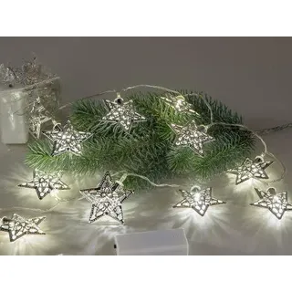 formano, LED - Lichterkette, 10 Sterne aus Metall, 120 cm