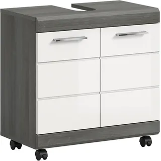 xonox.home Waschbeckenunterschrank Scout 60 x 60 x 34 cm Grau/Weiß Hochglanz