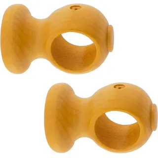 GIRASOLE HOME Kurze Halterung 75 mm aus Holz für Stangen mit einem Durchmesser von bis zu 28 mm, 2 Stück (Natur)
