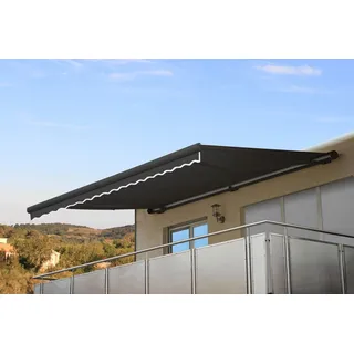 Elektrische Kassetten-Markise T122, Vollkassette Volant 4x3m Polyester Anthrazit, anthrazit - Grau